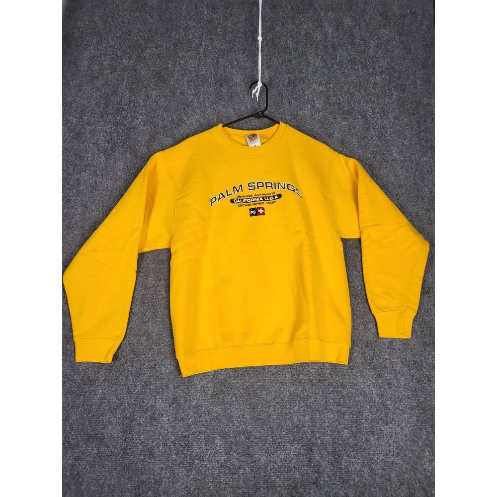 VTG Fruit of the Loom Palm Springs Sweatshirt California Graphic Yellow Sz M‎